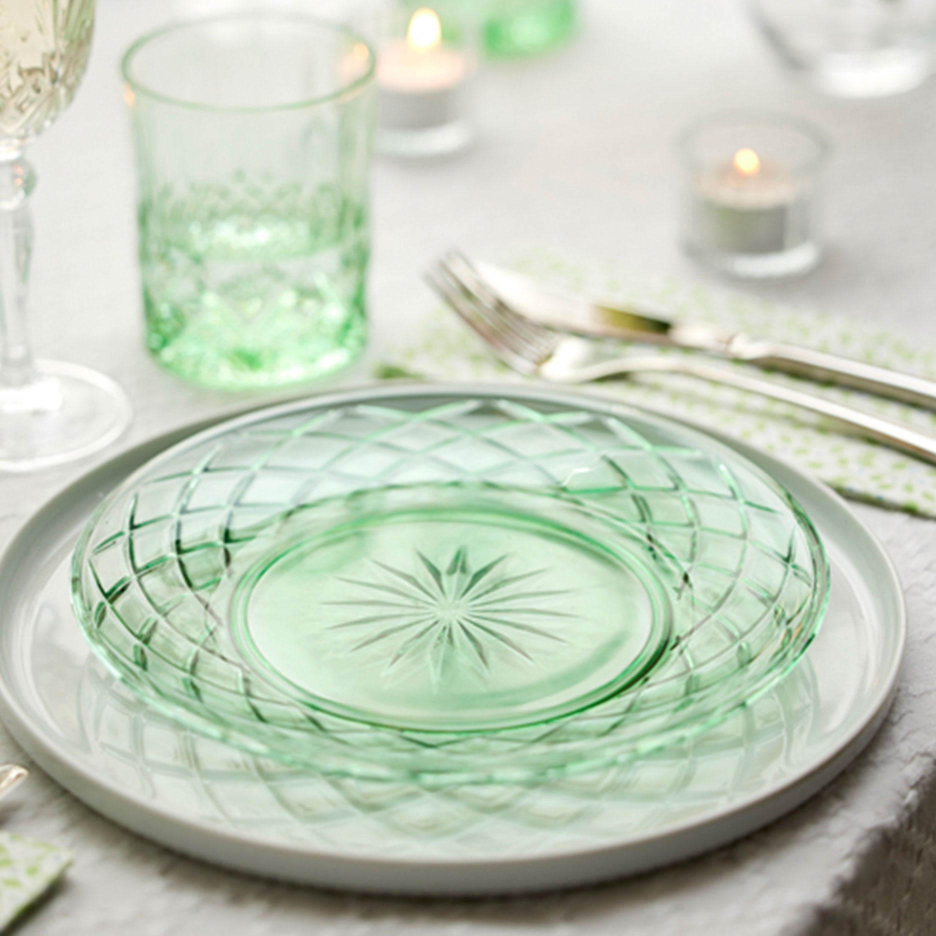 Sorrento glastallerken 4 stk grøn